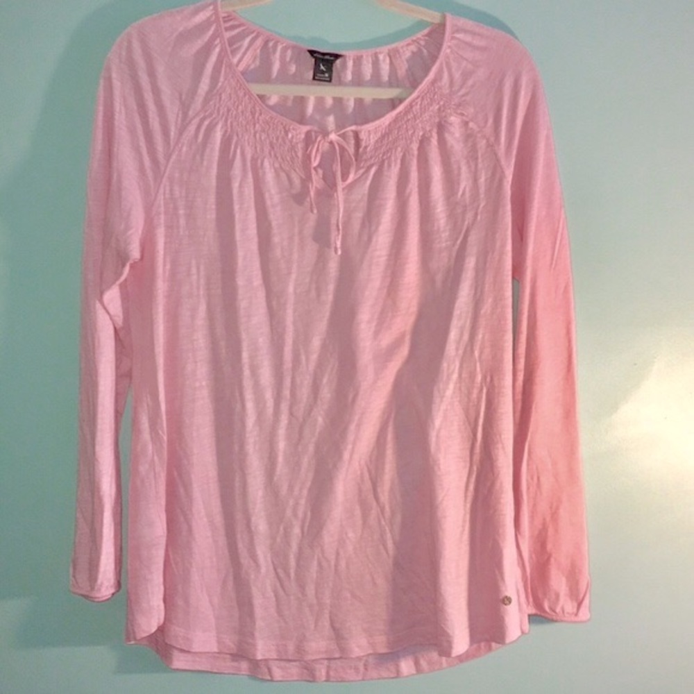 Eddie Bauer Long Sleeve Pink Scoop Neck Tunic-Size Medium